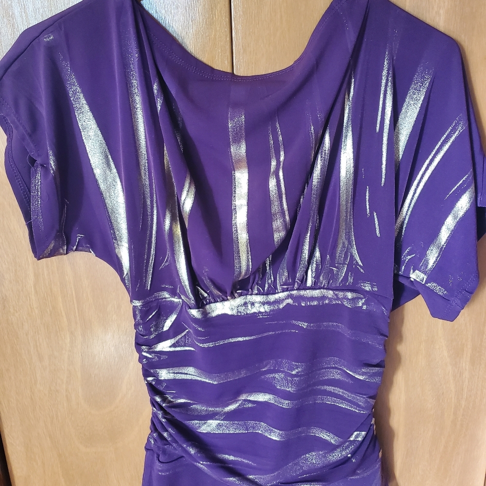 Womans purple and gold stretch blouse
